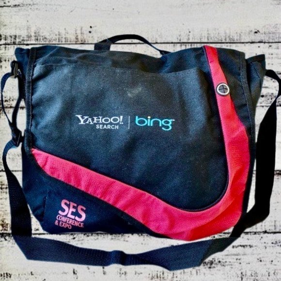 Messenger Bag YAHOO! SEARCH + BING Logo Vintage Black
